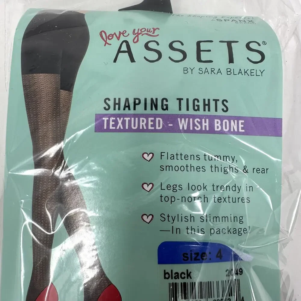Spanx NWT‎ Shaping Tights Size 4 Wish Bone Texture Black Shape wear Slimming